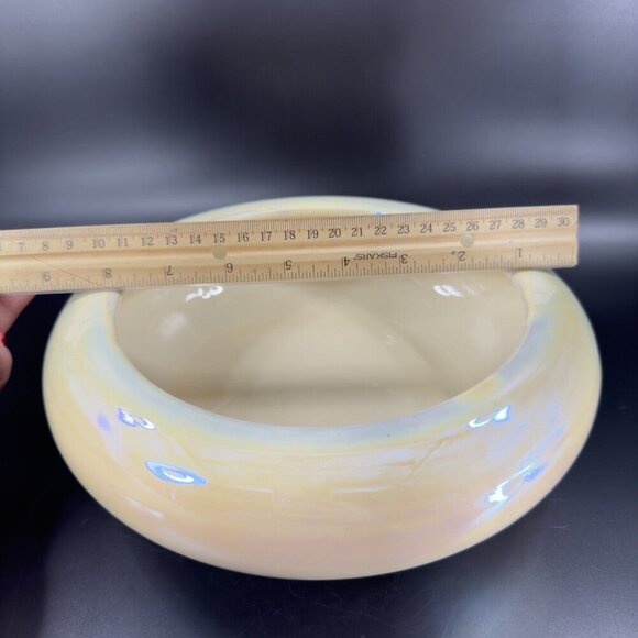 Pier 1 Pottery Planter Bowl Italian Yellow Iridescent Luster Finish Made Italy - Picture 5 of 16